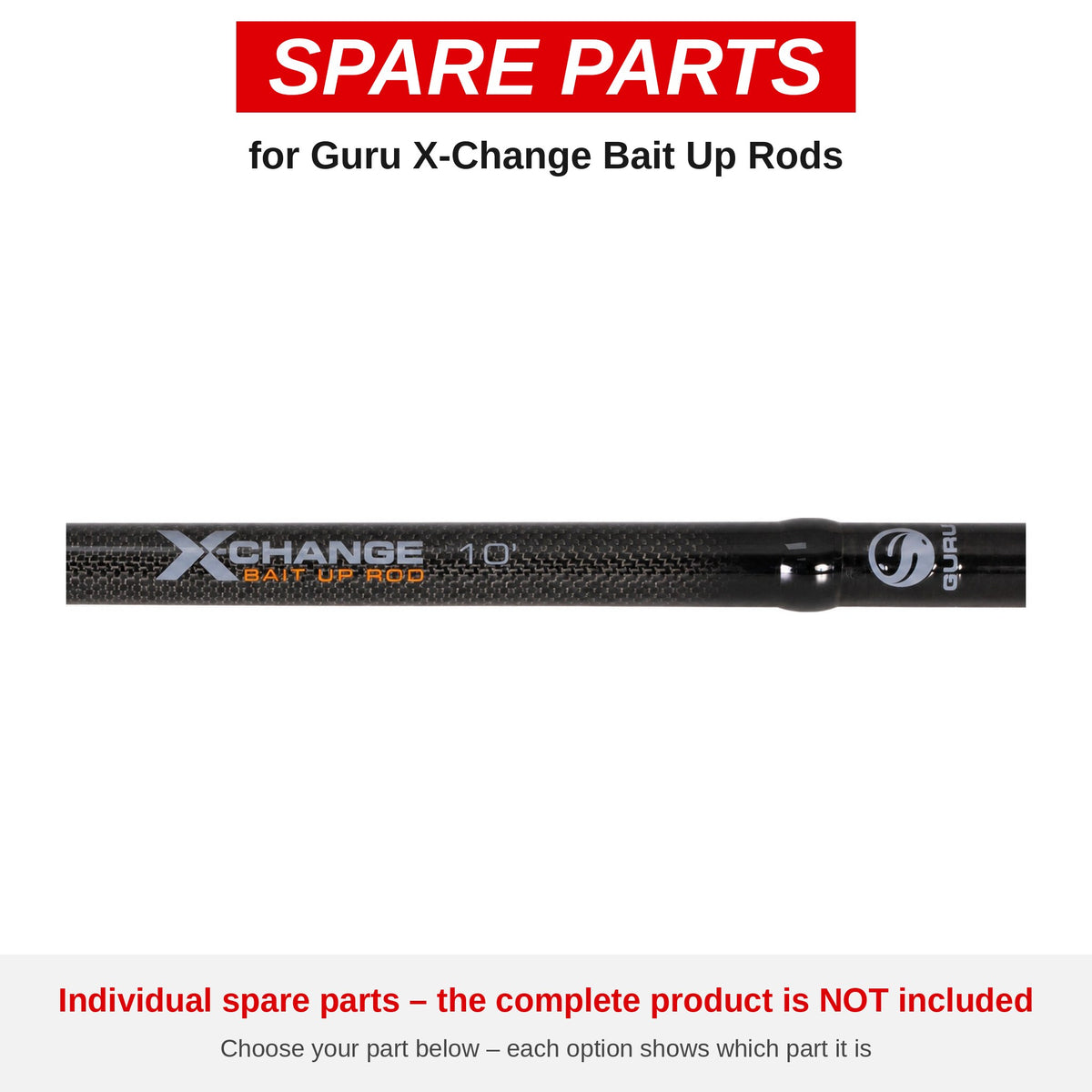 Guru X-Change Bait Up Rods – onderdelen (GRD258-G)