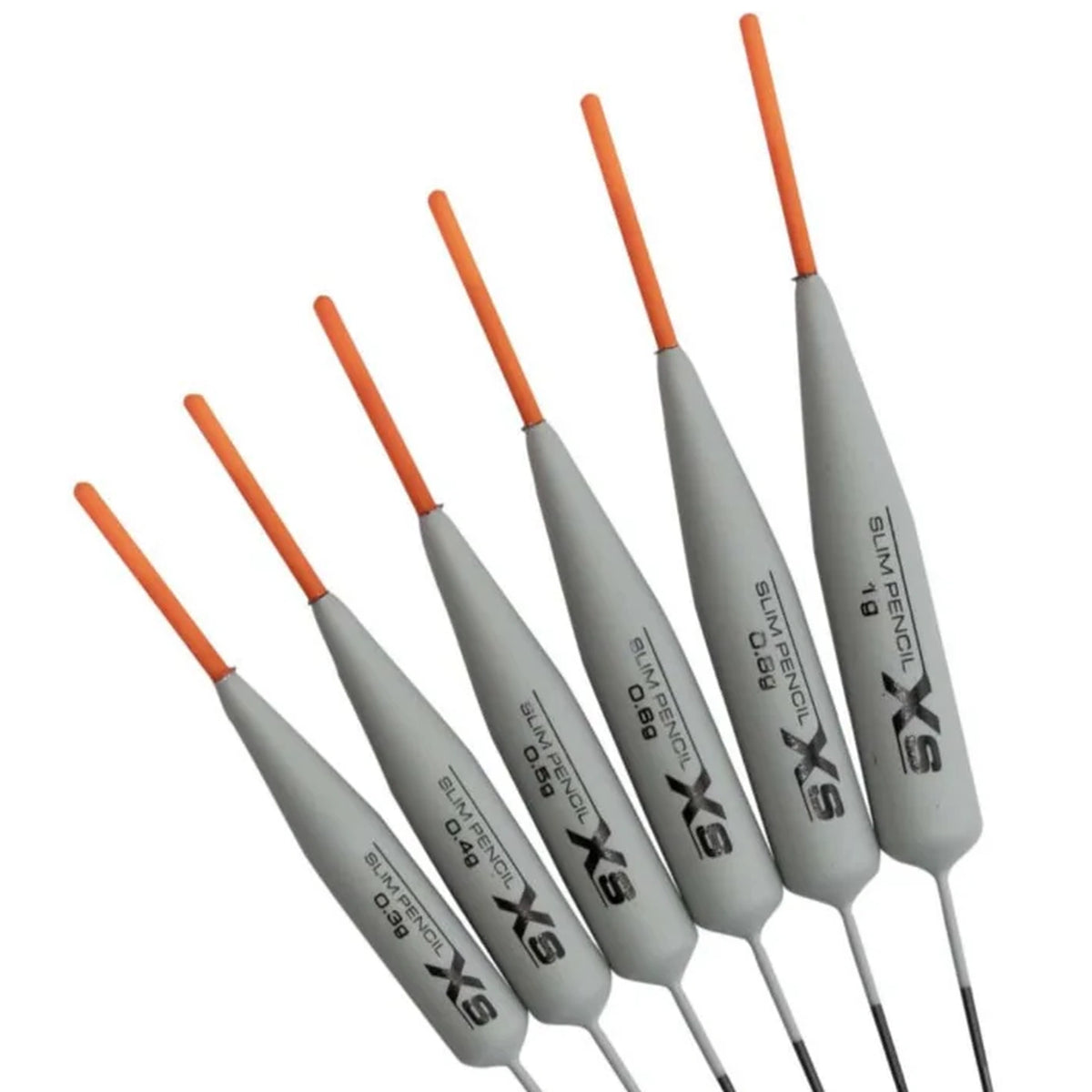 Guru XS Slim Pencil dobbers met oranje holle antennes in waaiervormige opstelling