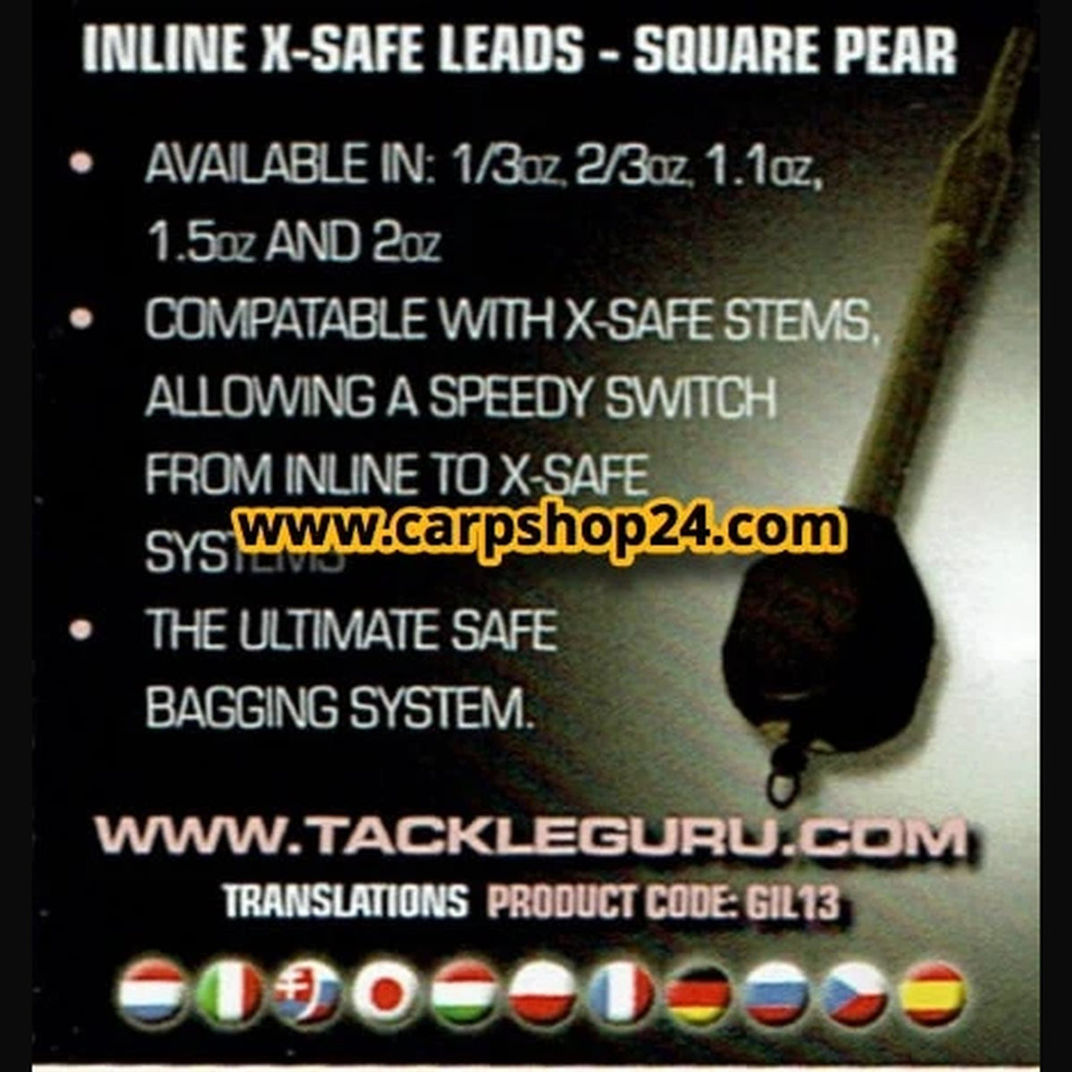 Guru XSAFE Inline Square Pear 19 g – detailafbeelding 2 van het inline schuiflood