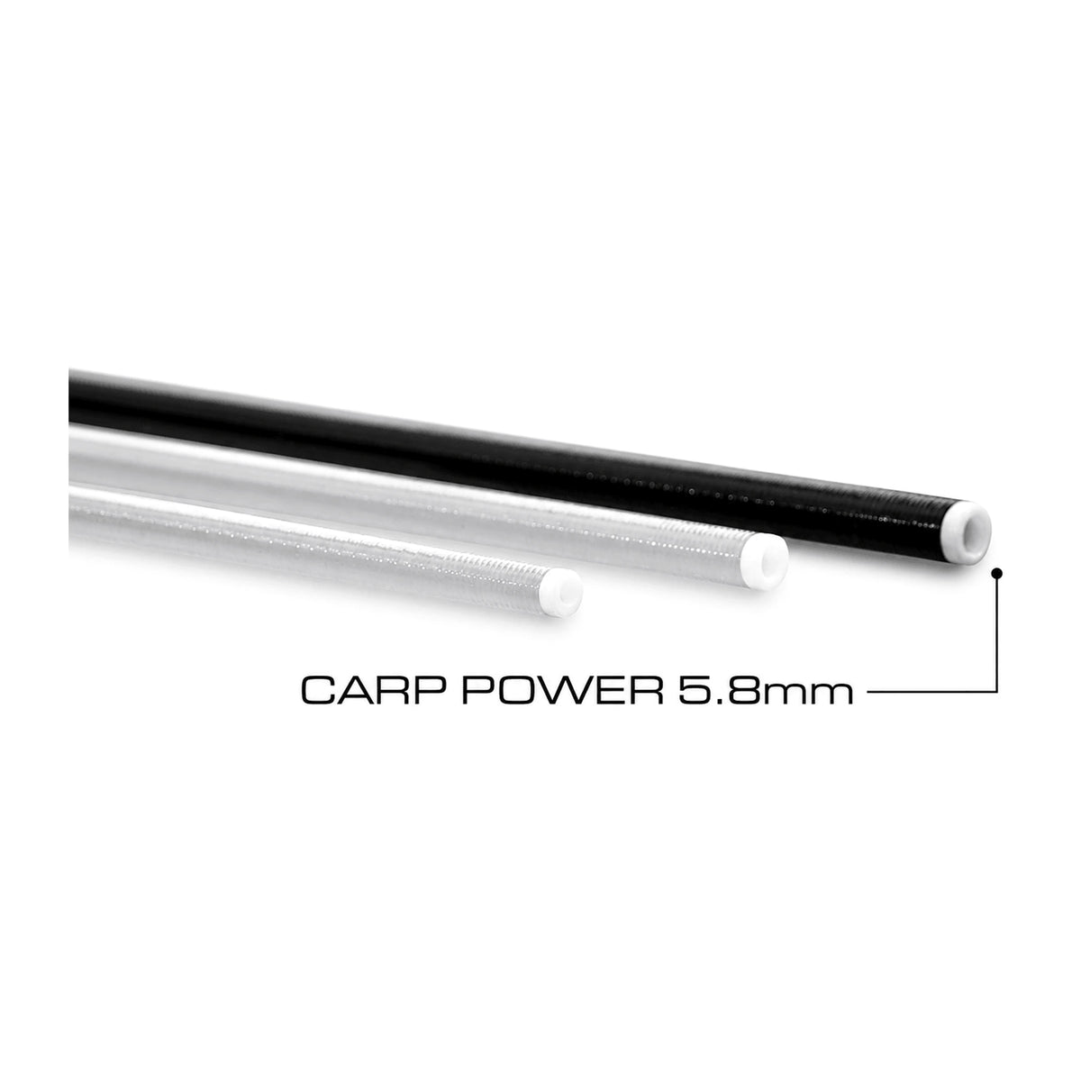 Guru ZERO 400 Carp Power Kit – close-up van de drie topuiteinden met witte bussen en aanduiding CARP POWER 5.8mm