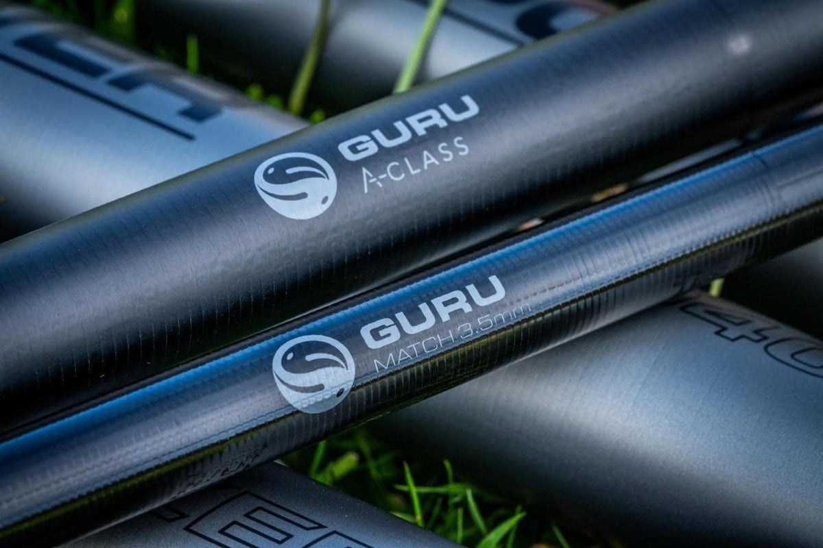 Guru ZERO 400 Match Kit – close-up van de Match 3,5 mm-bedrukking op carbon topdeel