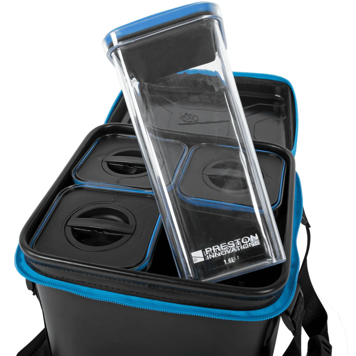 Preston Hardcase Bait Safe – detailafbeelding 1 van de EVA-aastas met afgesloten aasdozen
