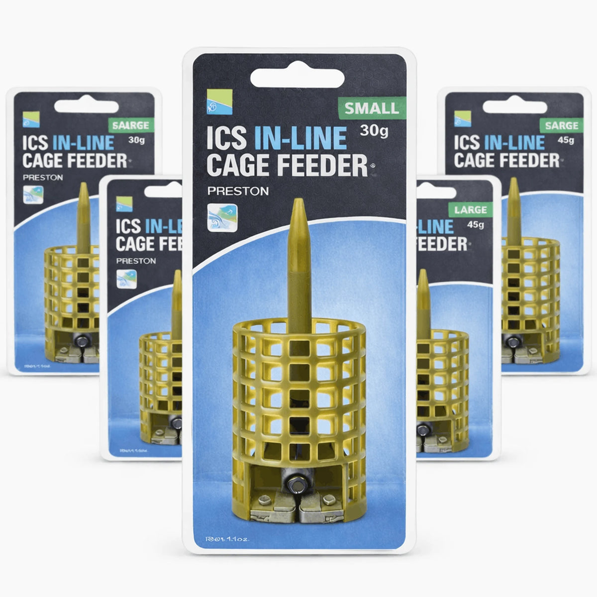 Preston ICS In-line Cage Feeders in verschillende maten en gewichten