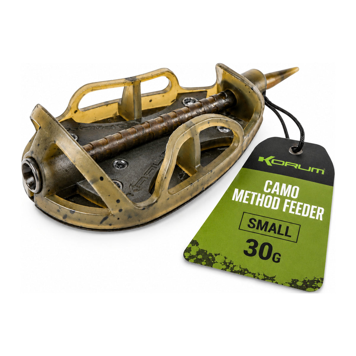 Korum Camo Method Feeder Small 30 g met camouflageframe en origineel productlabel
