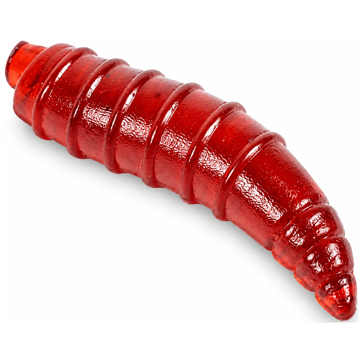 Korum Floating Grubs rode drijvende imitatiemade, detail van de geribbelde vorm