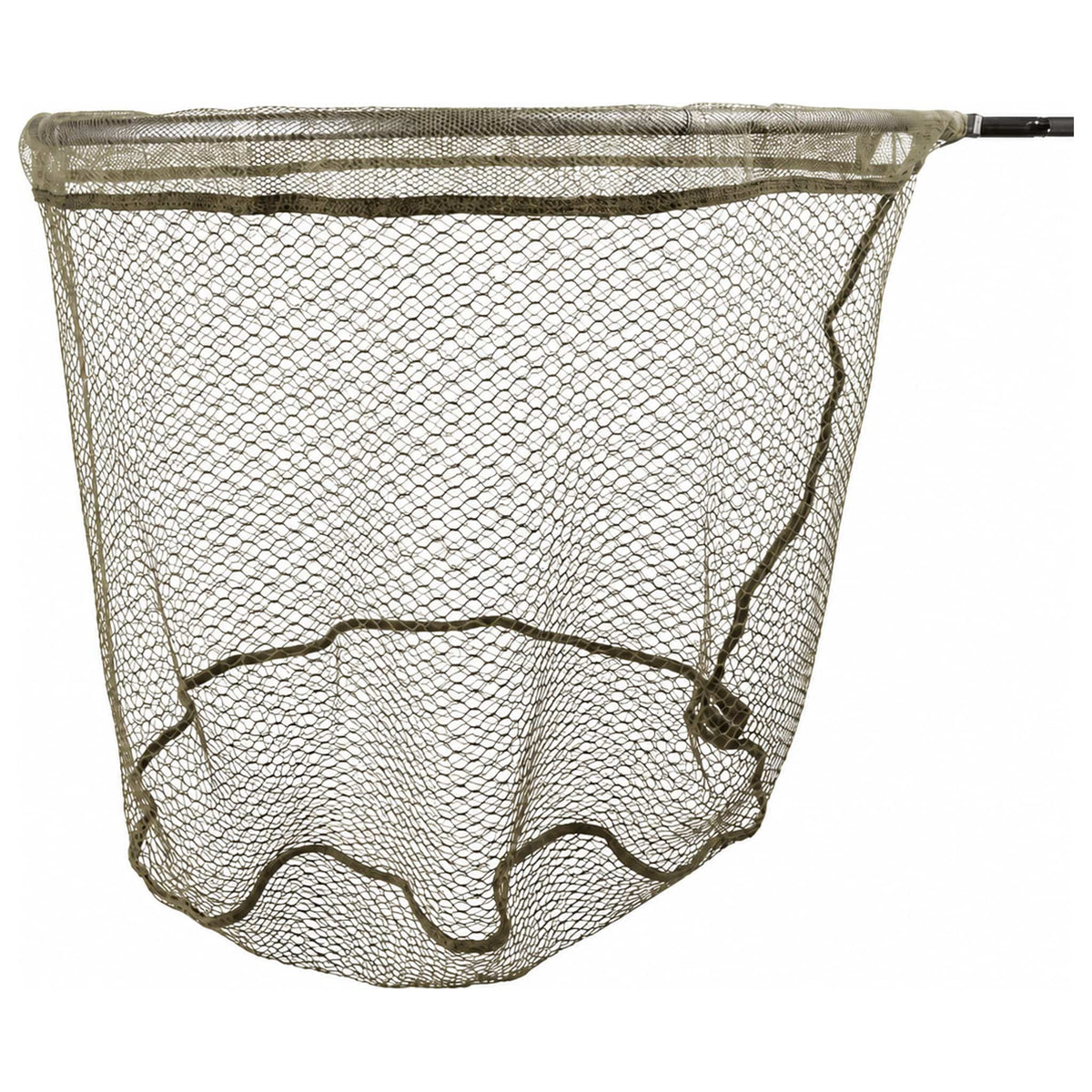 Korum Full Metal Latex schepnet met olijfgroen net, metalen rand en steelaansluiting rechts