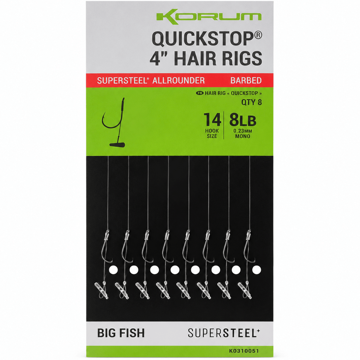 korum-quickstop-hair-rigs-supersteel-allrounder-barbless-barbeel-onderlijnen-10cm-size-14-023mm