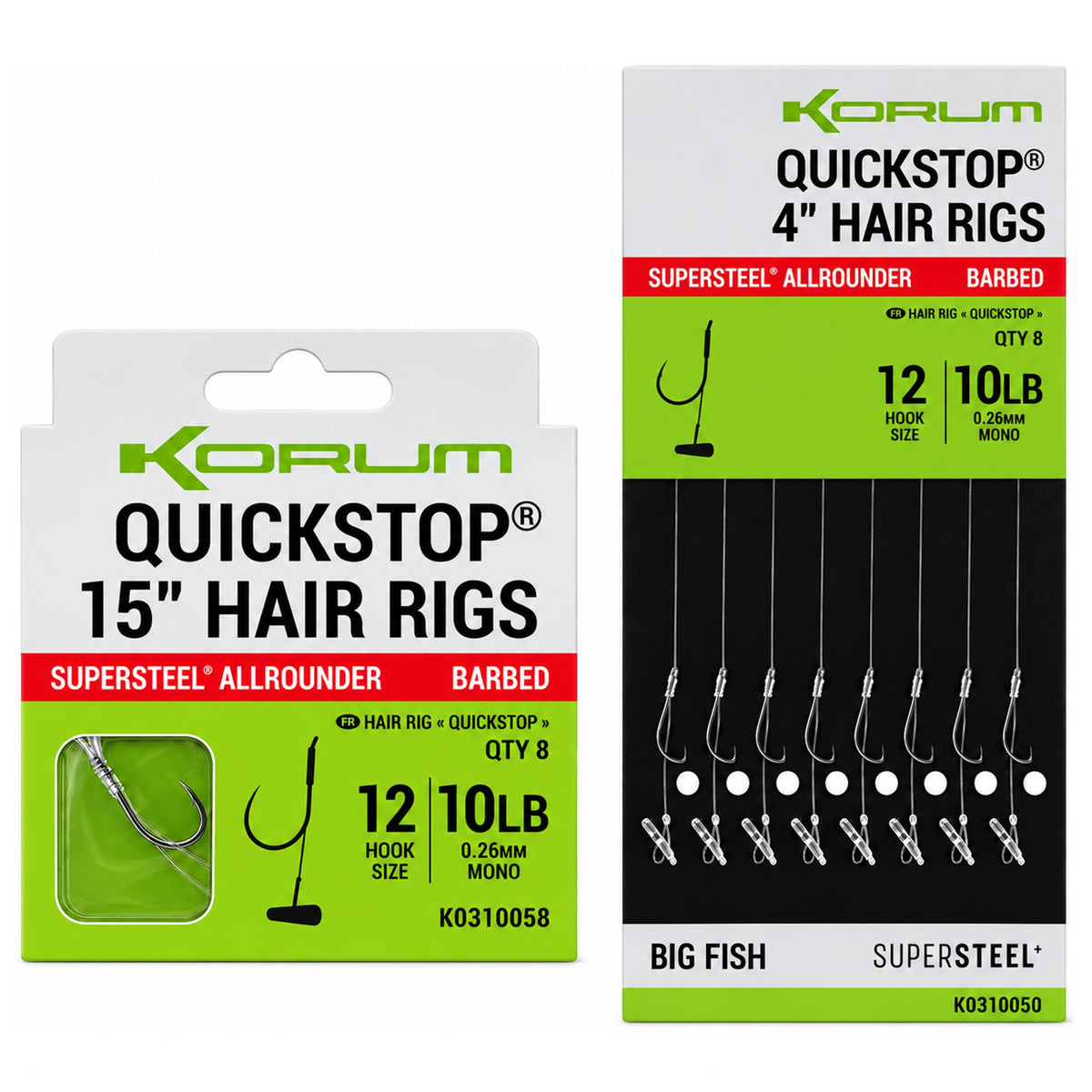 Korum Supersteel Quickstop Hair Rigs 10 en 38 cm