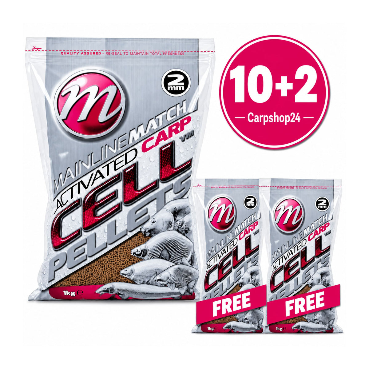 Mainline Match Activated Carp Cell 1kg – 2mm-verpakkingen met 10+2-actie
