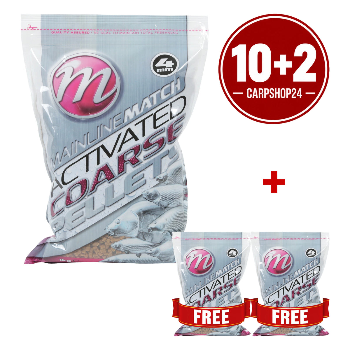 Mainline Match Activated Coarse Pellets 4mm 1kg pakketdeal 10+2 – twee gratis zakken
