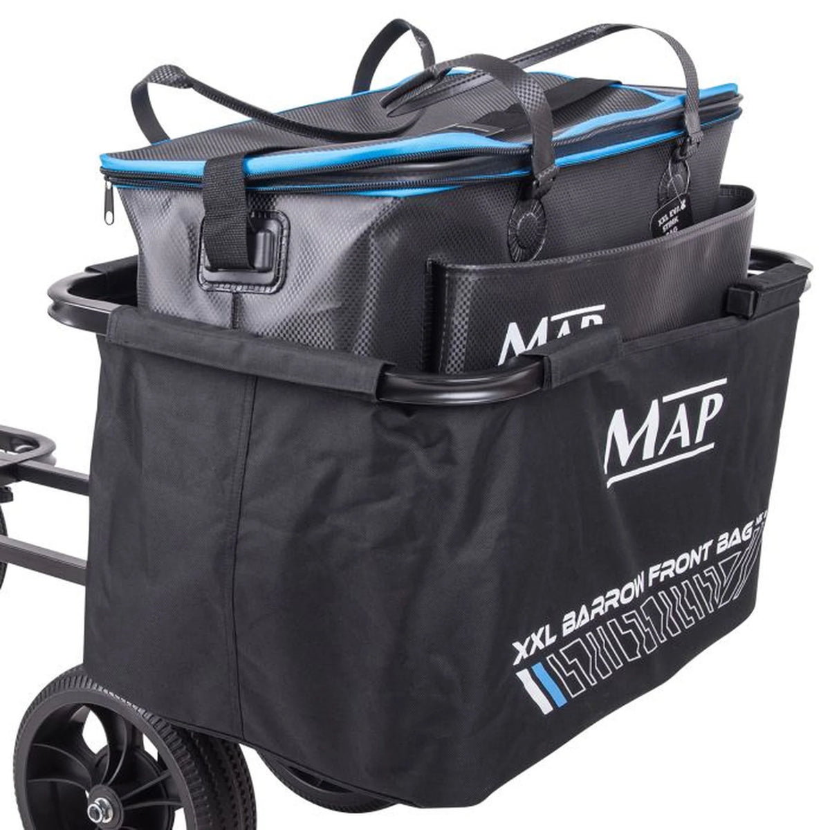 MAP XXL Barrow Front Bag gevuld op een transportkar