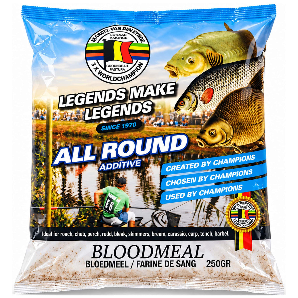 Van Den Eynde Blood Meal bloedmeel, voorzijde van de zak van 250 gram