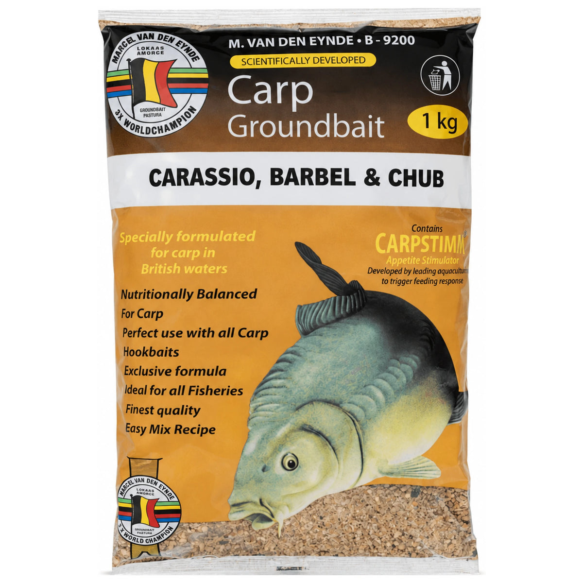Van den Eynde Carassio, Barbel & Chub 1 kg in oranje verpakking met karper