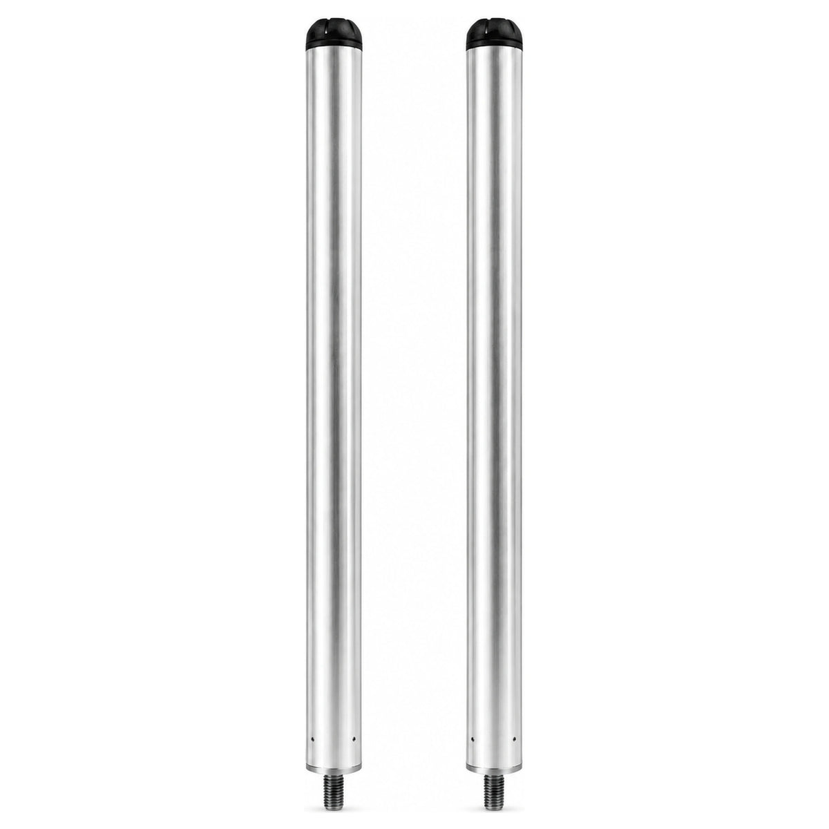 Matrix Silver 25mm Leg Extensions – twee zilveren pootverlengers van 300mm met zwarte doppen en draadeinden