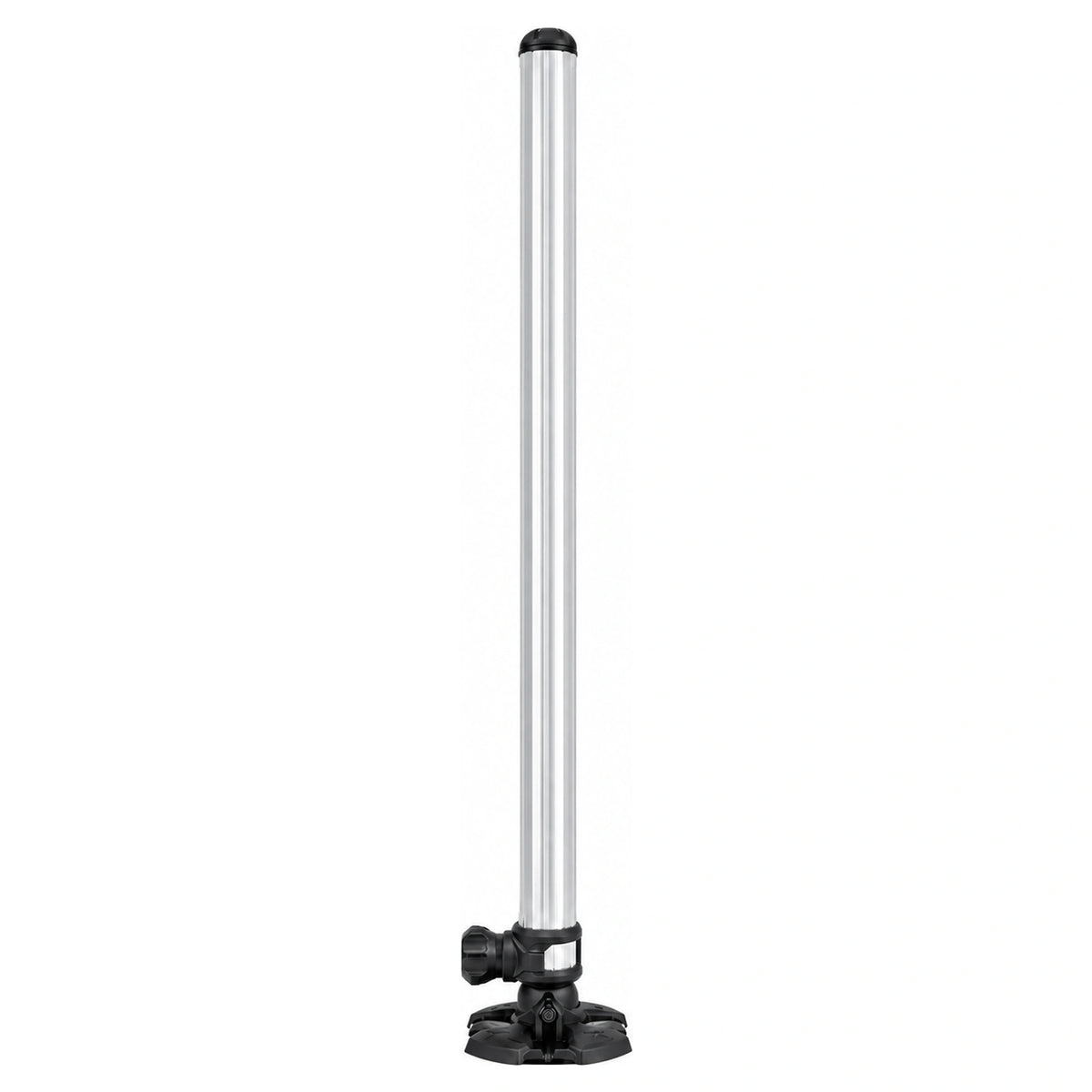 Verticale zilveren Matrix zitkistpoot met zwarte dop, klemknop en moddervoet