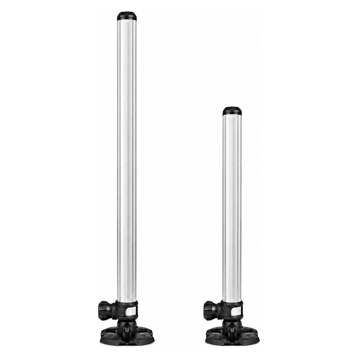 Matrix 36mm Seatbox Leg Silver – twee zilveren zitkistpoten met zwarte moddervoeten