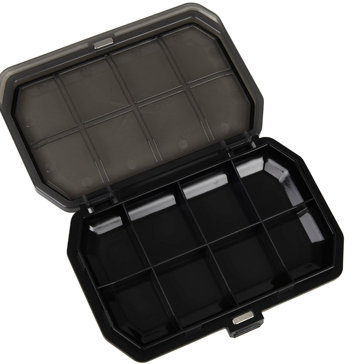 Matrix 8 Compartment Shallow Accessory Box – open bovenaanzicht met acht vakken en scharnierend deksel