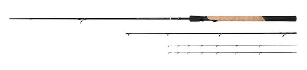 Matrix Aquos Ultra-C 8ft Feeder Rod – volledig overzicht van de hengeldelen en twee verwisselbare toppen op witte achtergrond