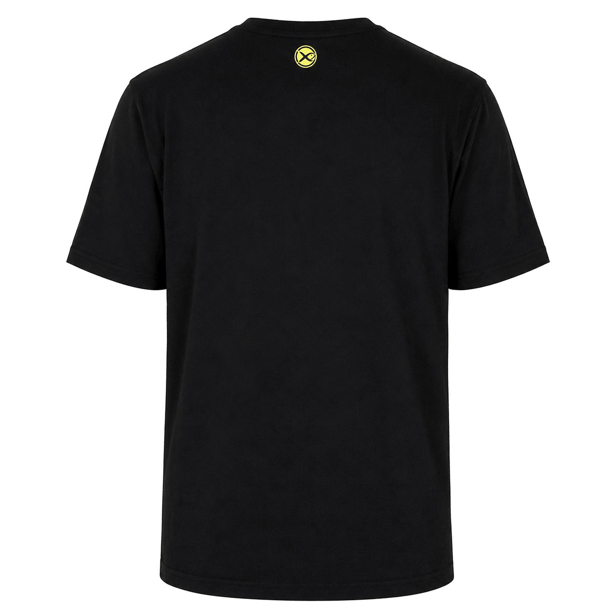 Matrix Black Mini Logo T-shirt – achteraanzicht met klein geel logo onder de kraag
