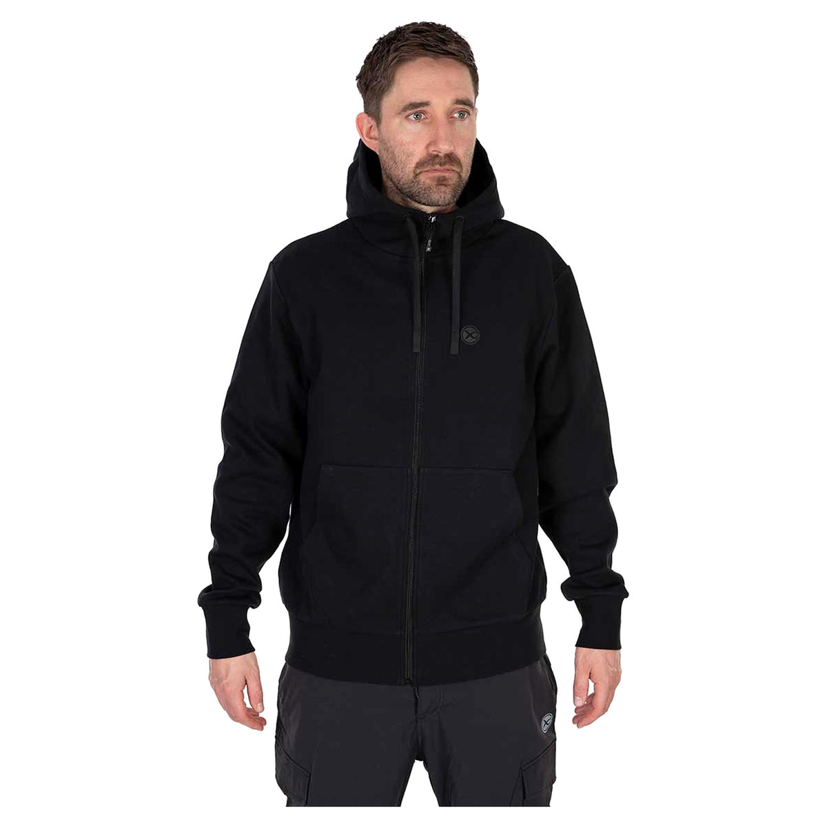 Matrix Black Stealth Zip Hoody zwart – vooraanzicht op model