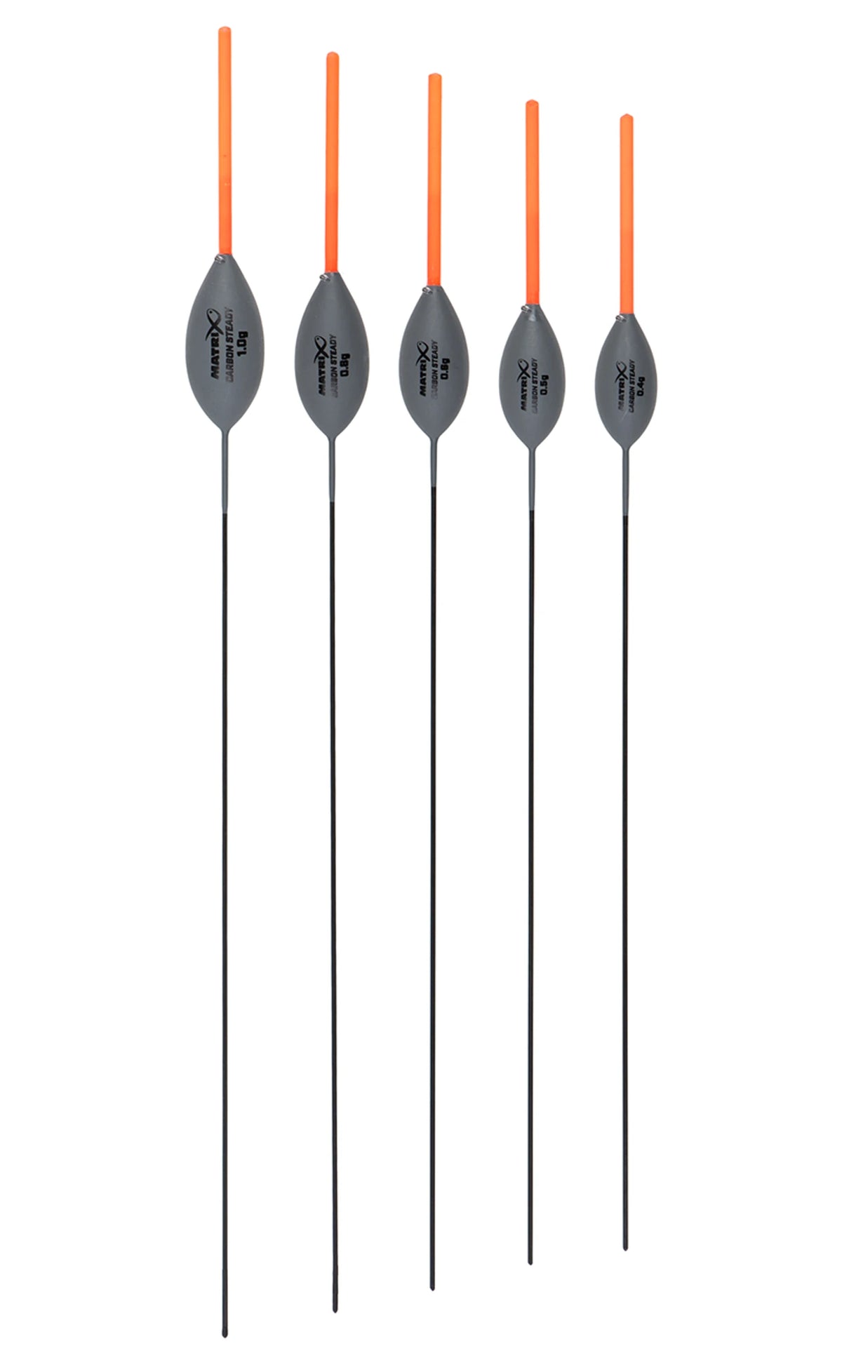 Matrix Carbon Steady-dobbers – vijf draagvermogens met volledige antennes en carbon onderstelen