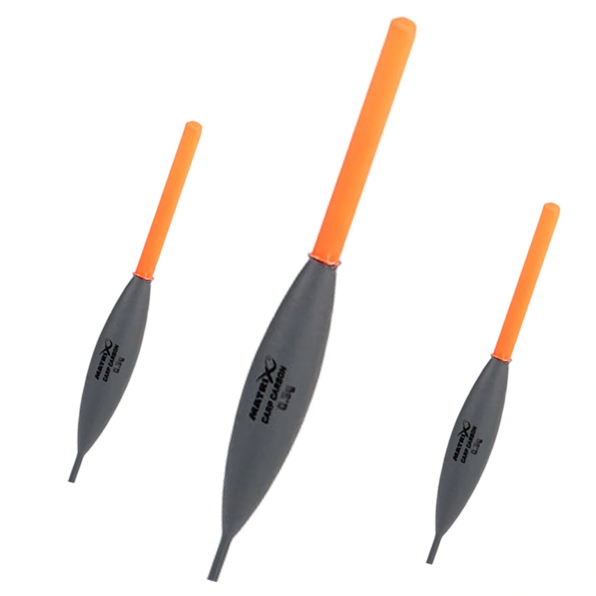 Matrix Carp Carbon Pole Floats, drie dobbers 0.3g met de middelste groter op de voorgrond