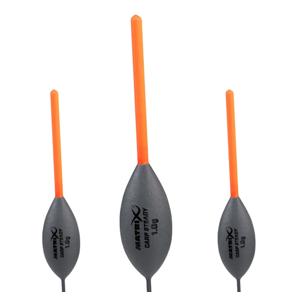 Matrix Carp Steady Pole Floats 1.00g – drie oorspronkelijke dobbers met lange oranje antenne en leesbare centrale 1.0g-opdruk