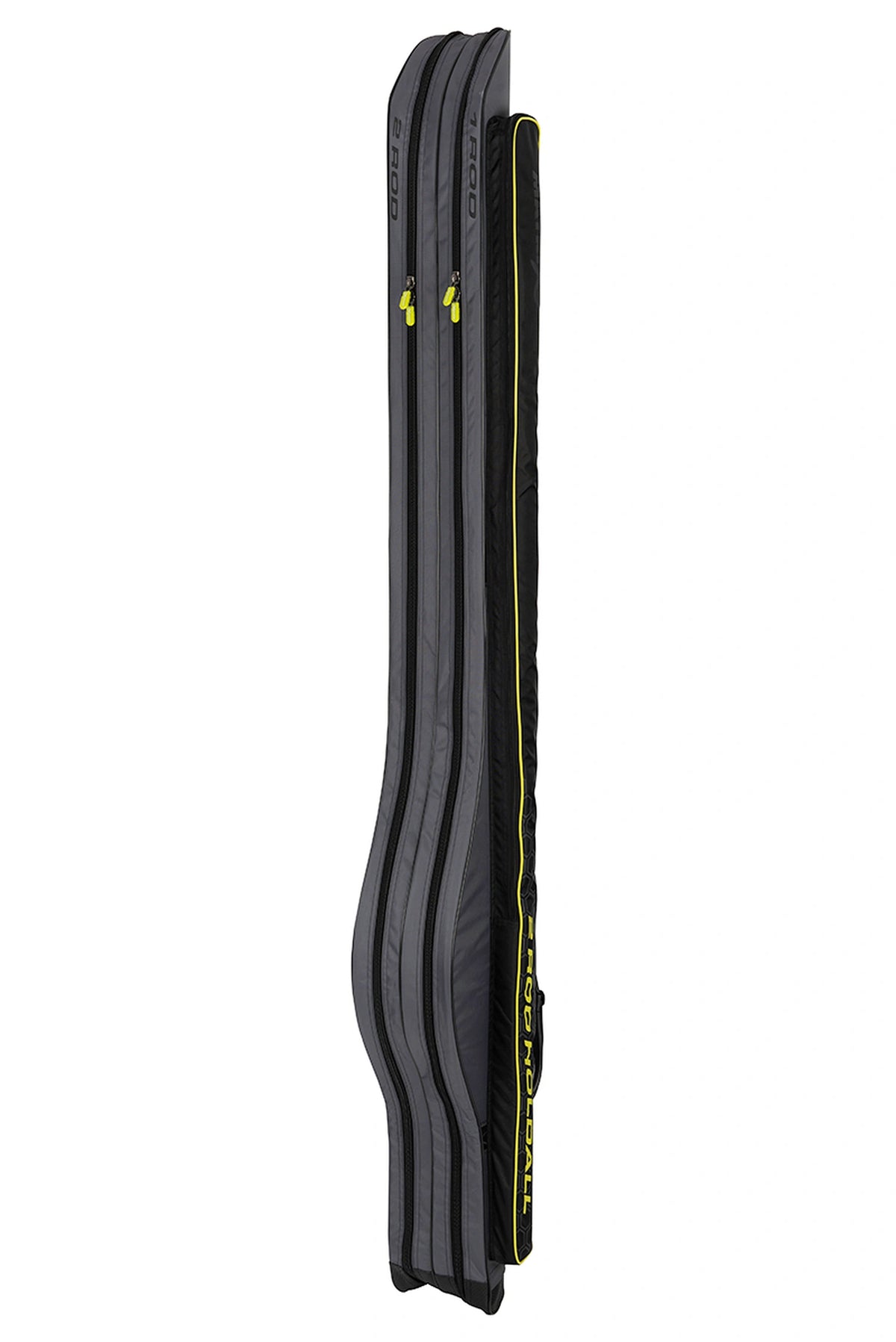 Matrix Ethos 2 Rod Holdall – zijaanzicht met twee lange ritsen, gele ritstrekkers en verbreding voor de molens