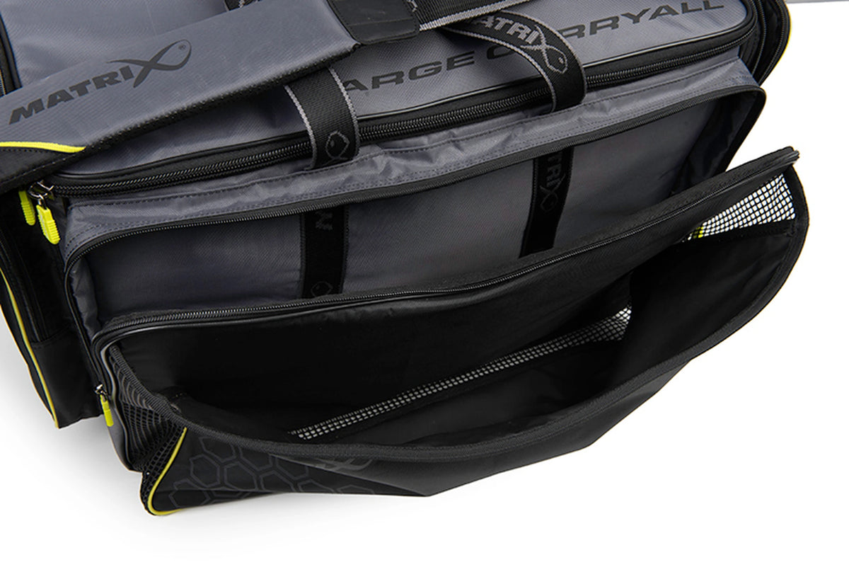 Matrix Ethos Large Carryall – leeg opengeklapt nettenvak met gaas aan de zijkanten en onderzijde