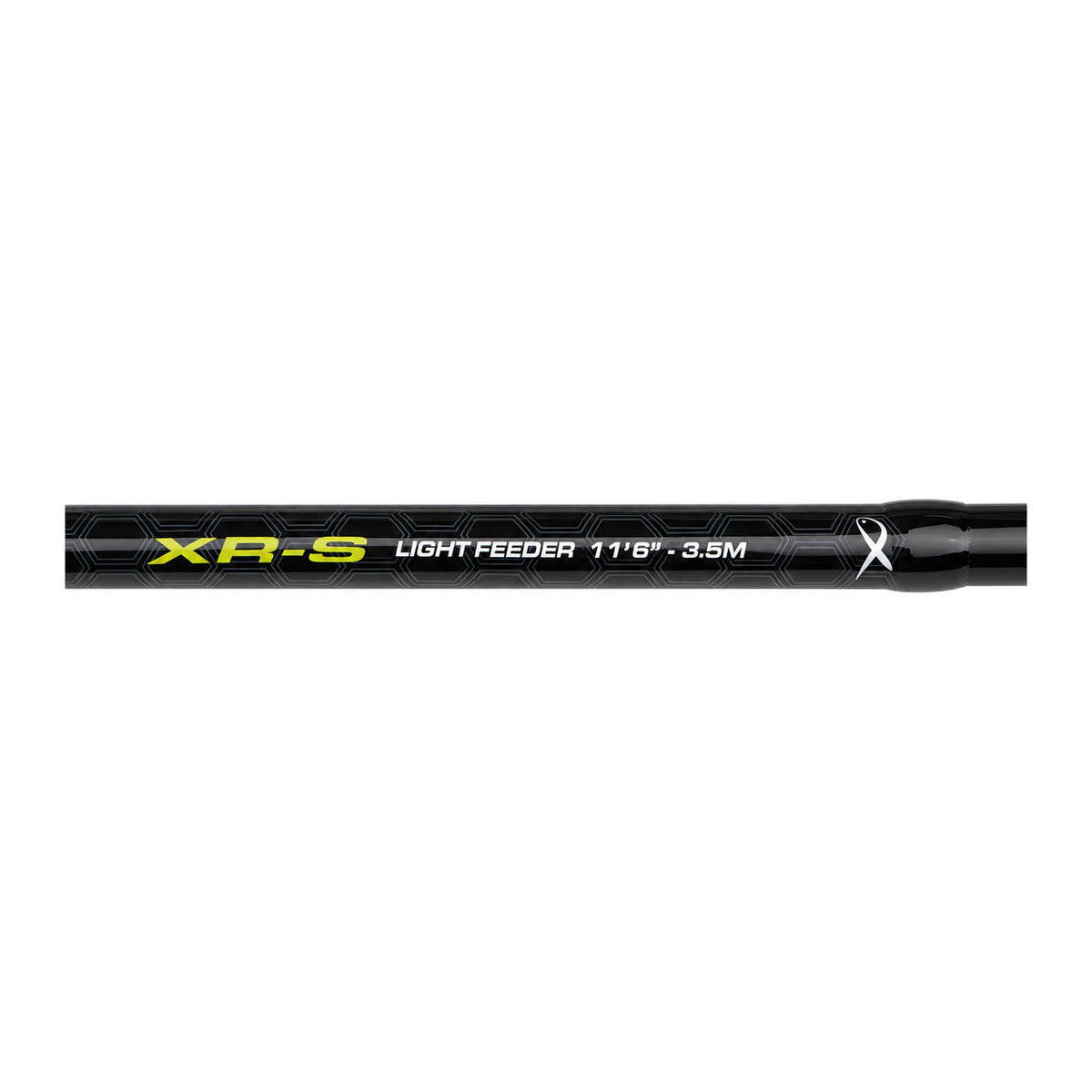 Matrix Ethos XR-S Light Feeder 11ft6 3,5m – horizontale close-up van de zwarte blank met modelopdruk en Matrix-symbool