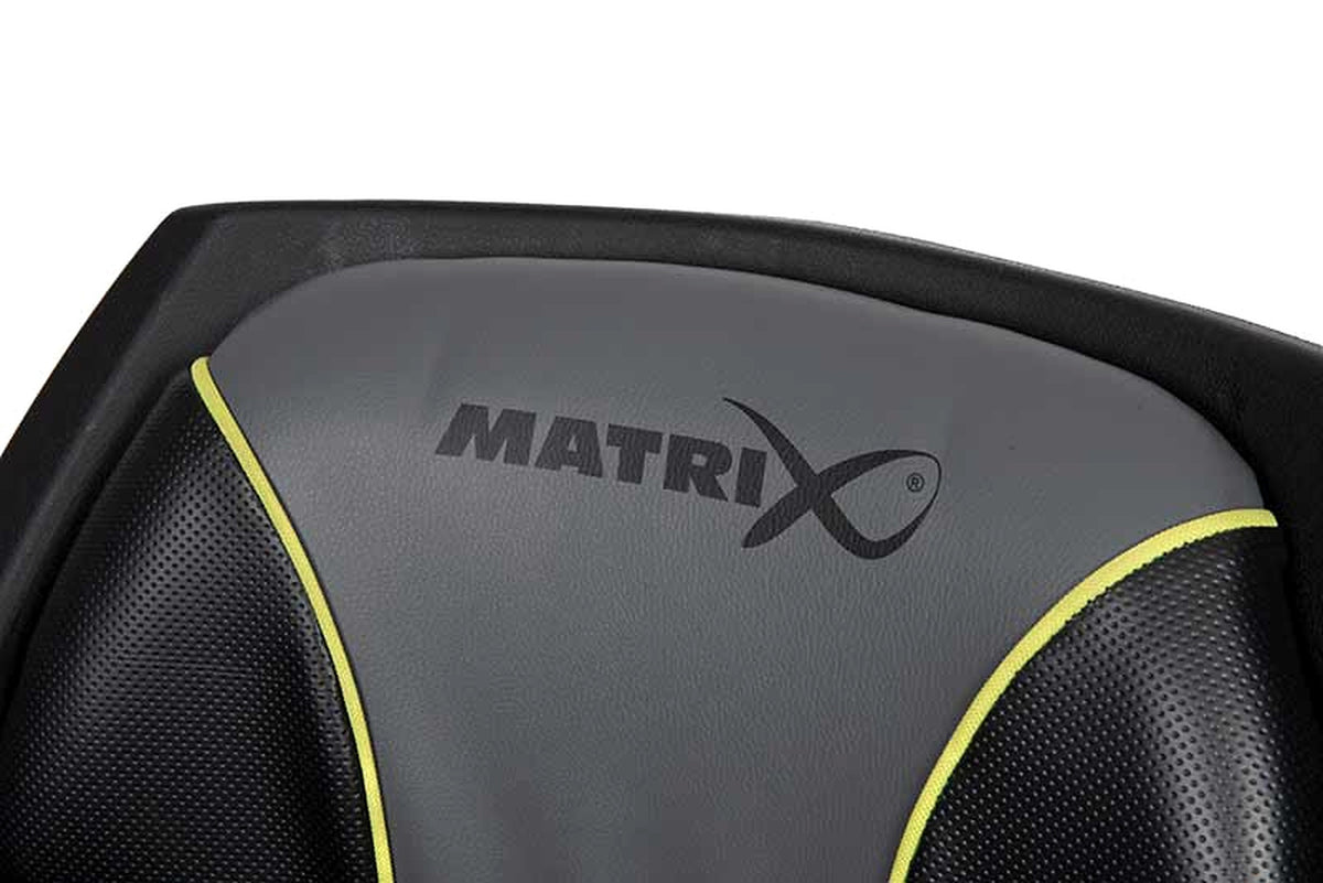 Matrix F25 Pro Swivel Seatbox Lime Edition met Matrix-logo en limekleurige bies op de rugbekleding