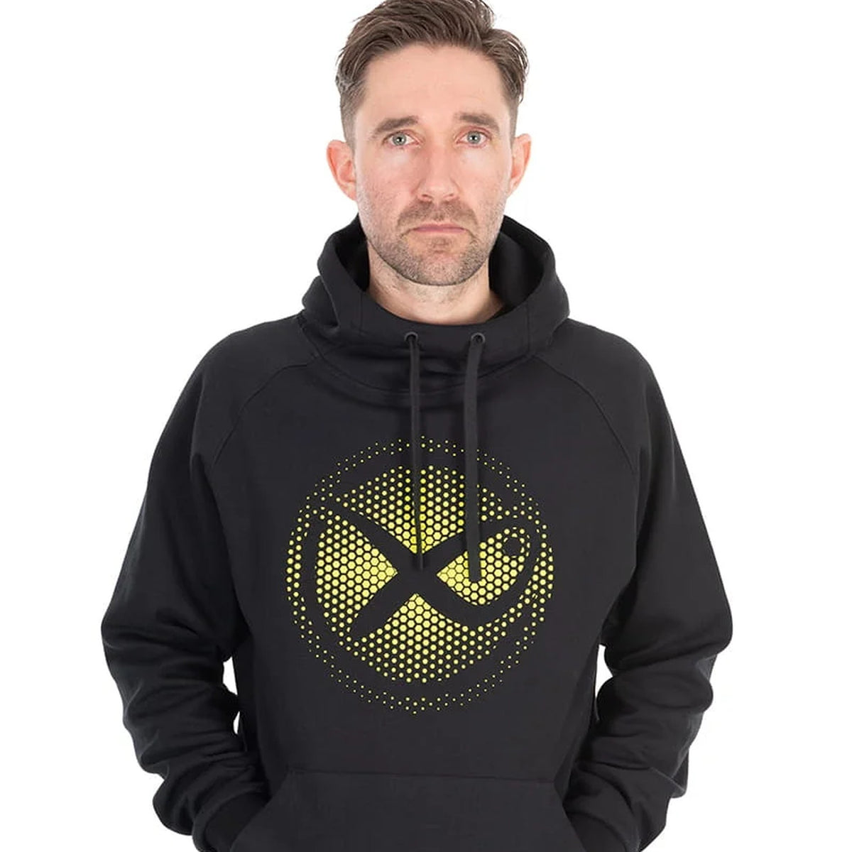 Matrix Fade Logo Hoody Black/Lime – voorkant studio