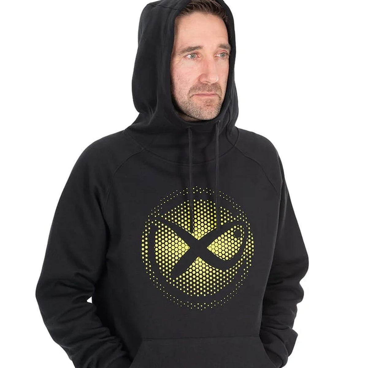 Matrix Fade Logo Hoody Black/Lime – capuchon gedragen