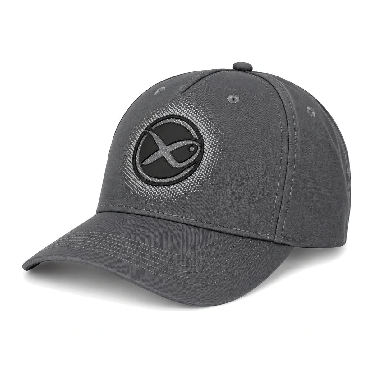 Matrix Faded Print Cap Dark Grey – donkergrijze pet met gebogen klep en vervagend Matrix-logo, schuin van voren op wit