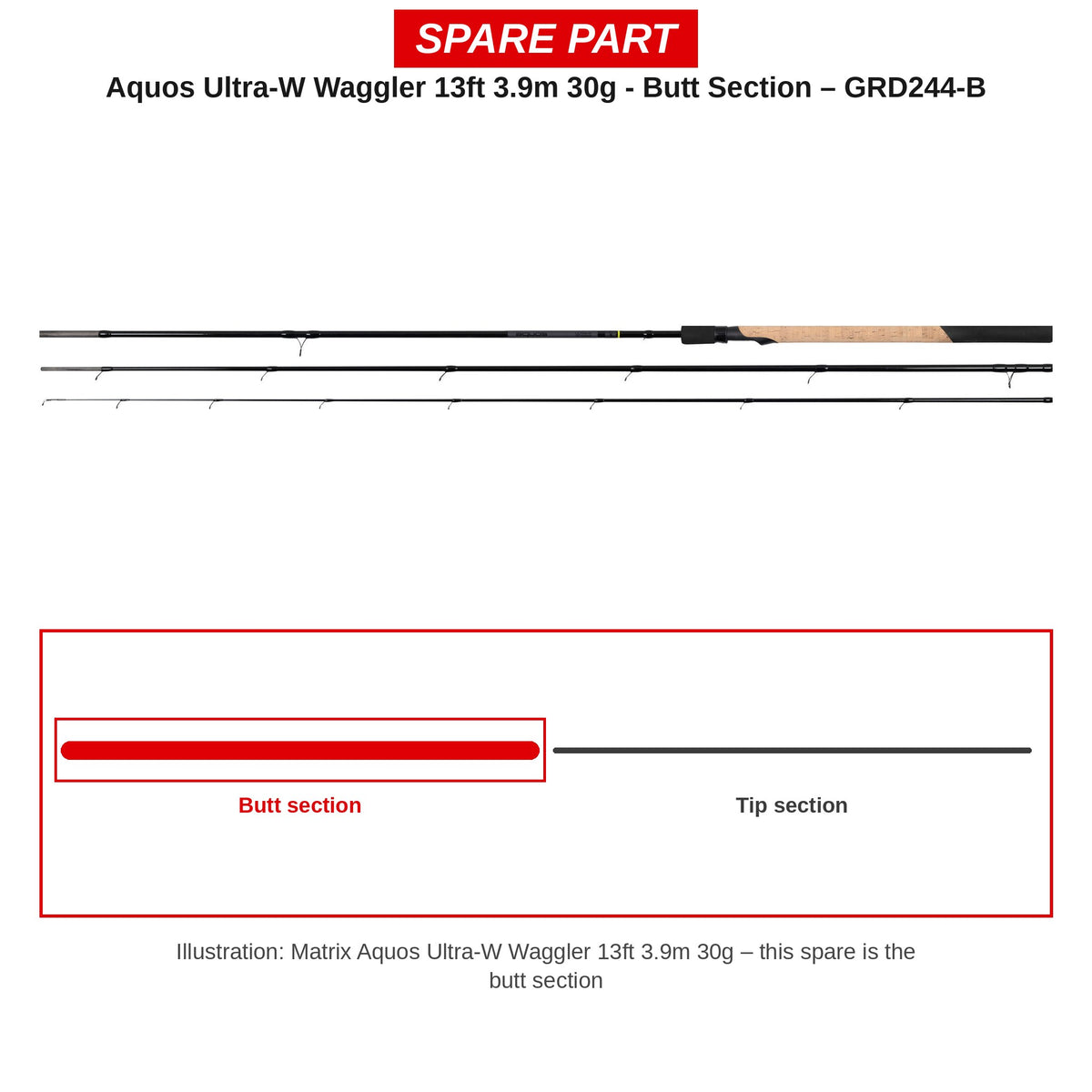 Matrix Handdeel Aquos Ultra-W Waggler 13ft – GRD244-B