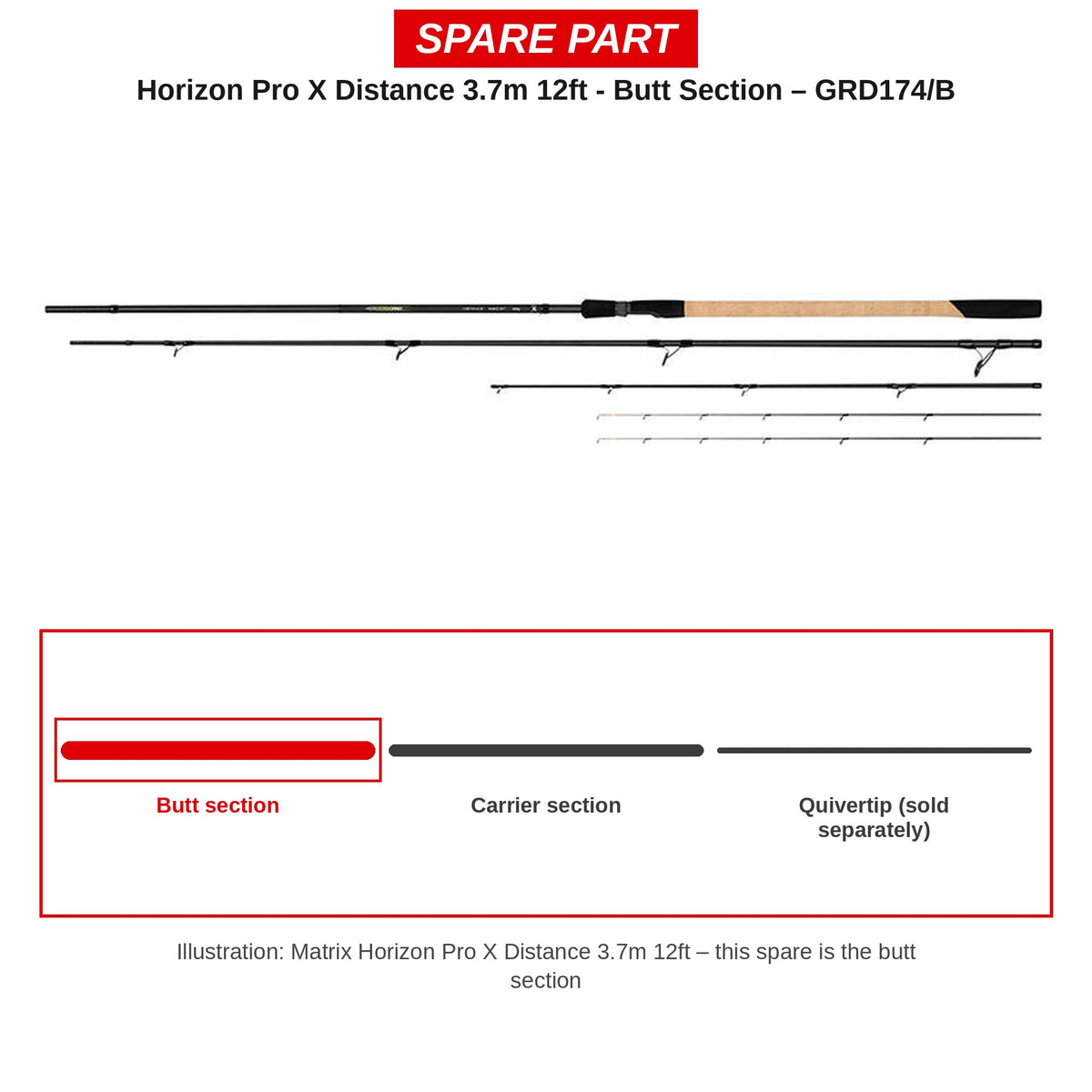 Matrix Handdeel Horizon Pro X Distance 3,7 m 12ft – GRD174/B
