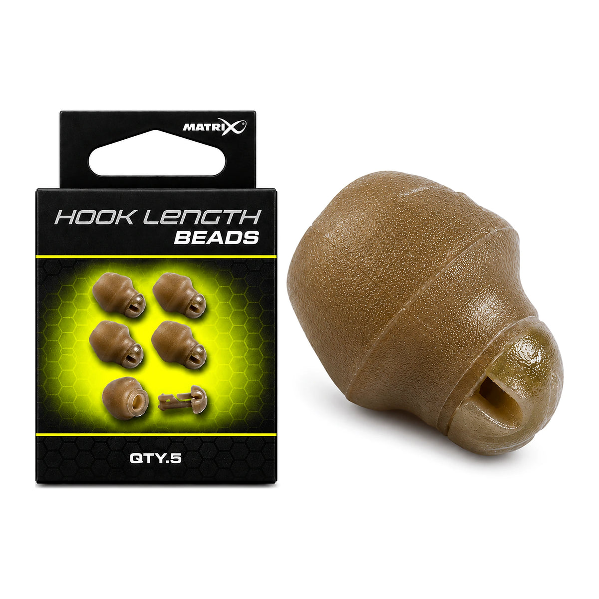 Matrix Hooklength Beads GFR353 – verpakking met vijf stuks naast een gesloten bead
