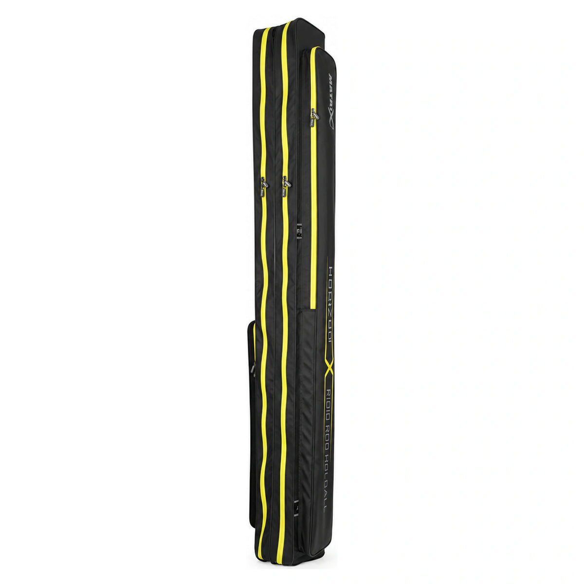 Matrix Horizon X Rigid Rod Holdall 2-4 – zwart verstevigd foedraal met gele ritsen, voorvak en draaghandgreep