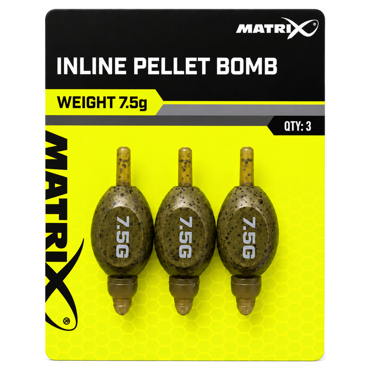 Matrix Inline Pellet Bomb 7.5g – verpakking met drie inline schuifloodjes