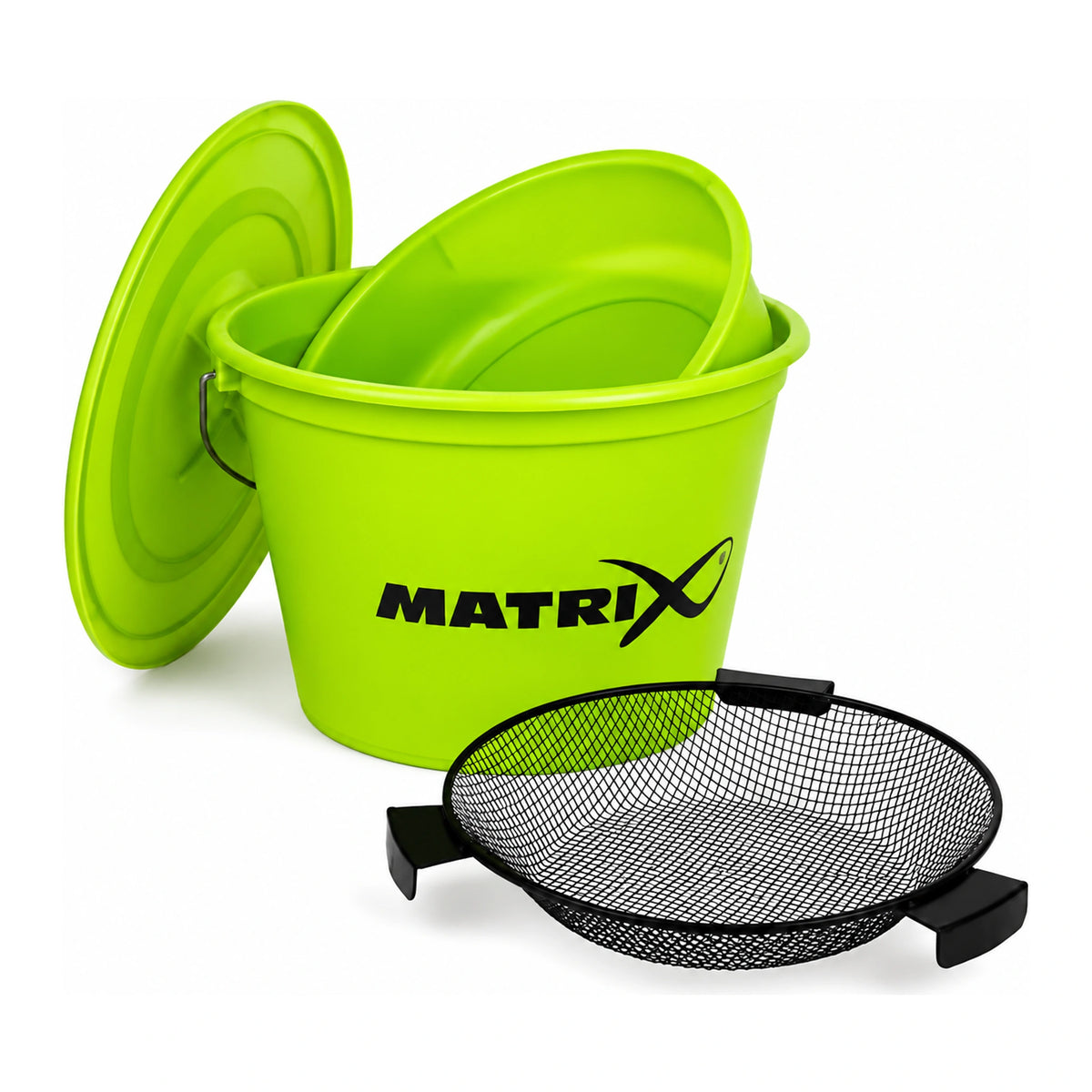 Matrix Lime Bucket Set – groene emmer met deksel, binnenbak en zwarte voerzeef