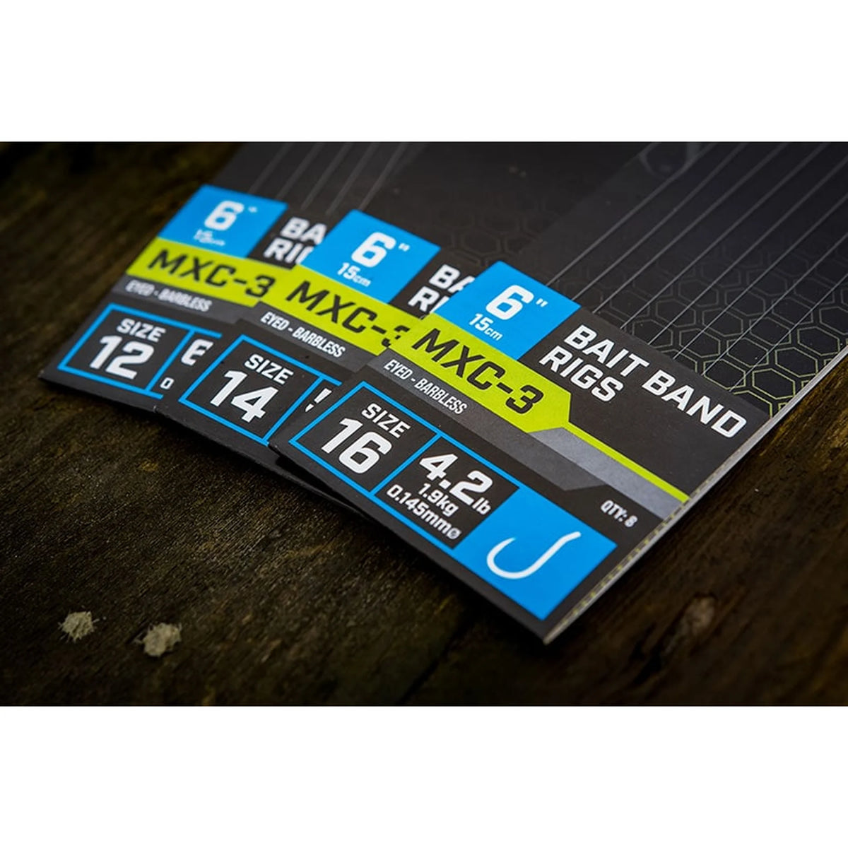 Matrix MXC-3 Bait Band Rigs verpakkingen in maten 12, 14 en 16