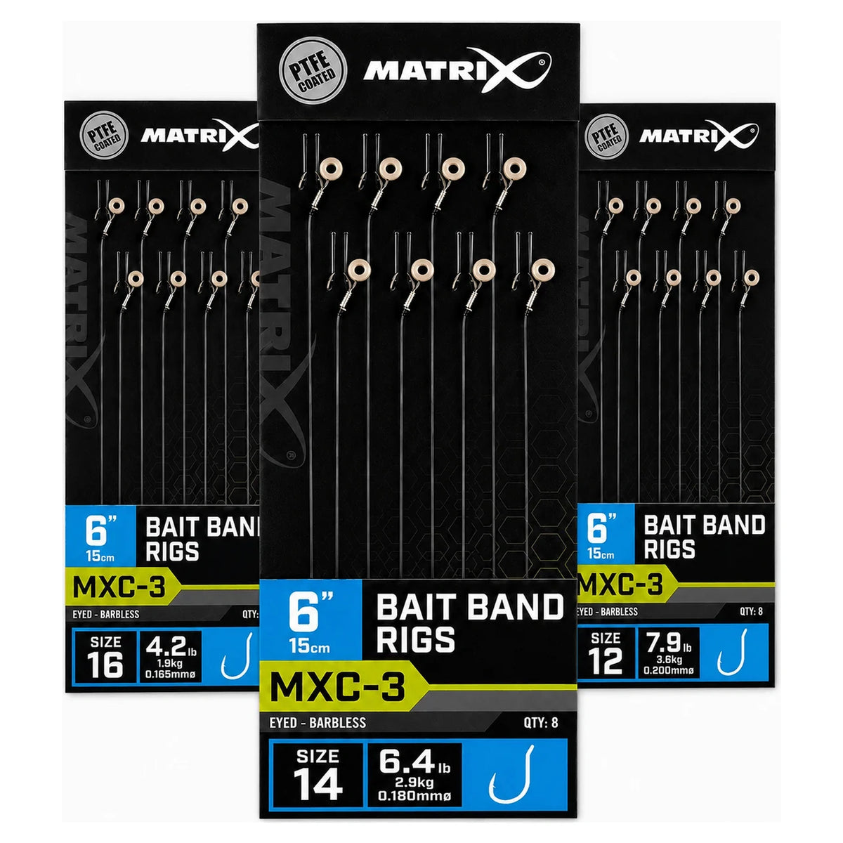 Matrix MXC-3 Bait Band Rigs Eyed Barbless 15 cm assortiment