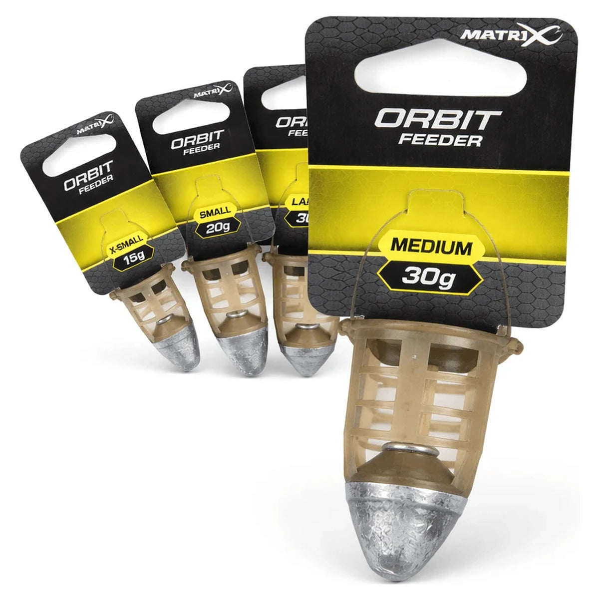 Matrix Plastic Orbit voerkorven in verschillende maten op verpakking.