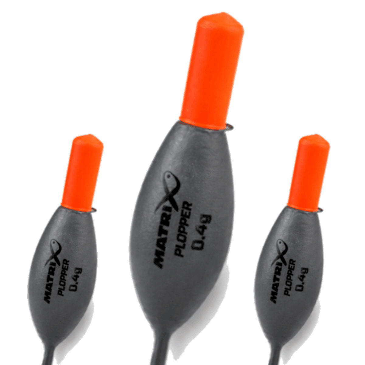 Matrix Plopper Pole Float 0.4 g – drie dobbers met originele antenne en opdruk, centraal vergroot
