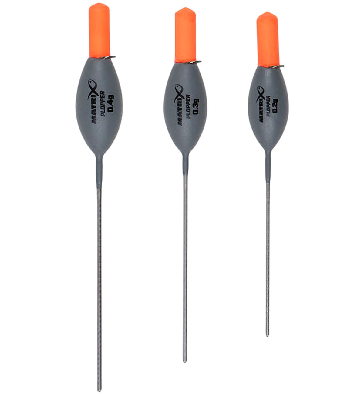 Matrix Plopper Pole Floats – volledig overzicht van 0.4 g, 0.3 g en 0.2 g met complete onderstelen