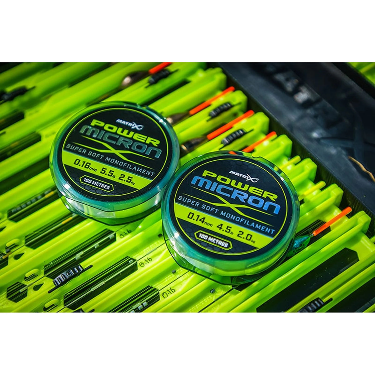 Matrix Power Micron 0,14 mm en 0,16 mm op tuigenplankjes