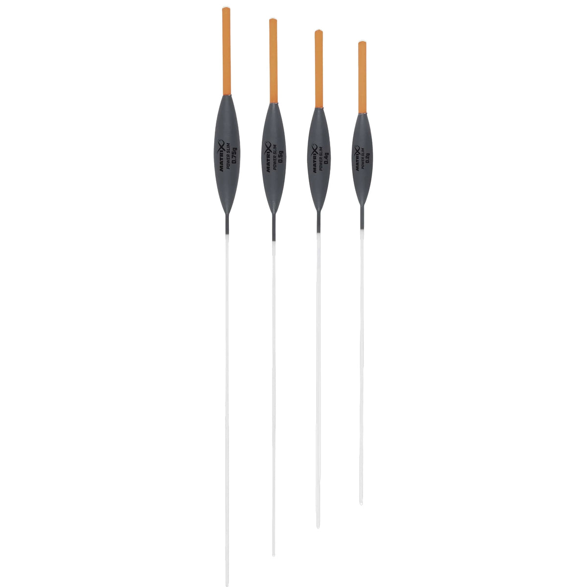 Vier volledige Matrix Power Slim Pole Float dobbers