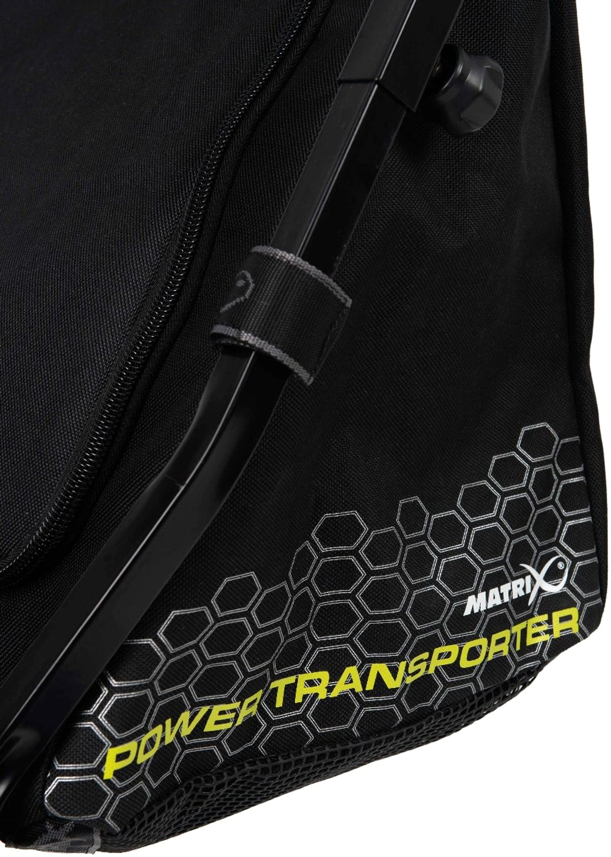 Matrix Power Transporter tas met Matrix-logo, honingraatpatroon en gele modelopdruk