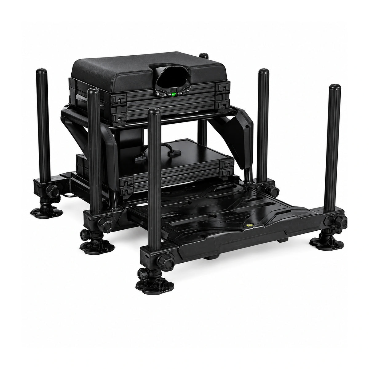 Matrix S36 Pro Black zitkist met zwarte zitting, verstelbare poten en uitgeschoven voetplaat