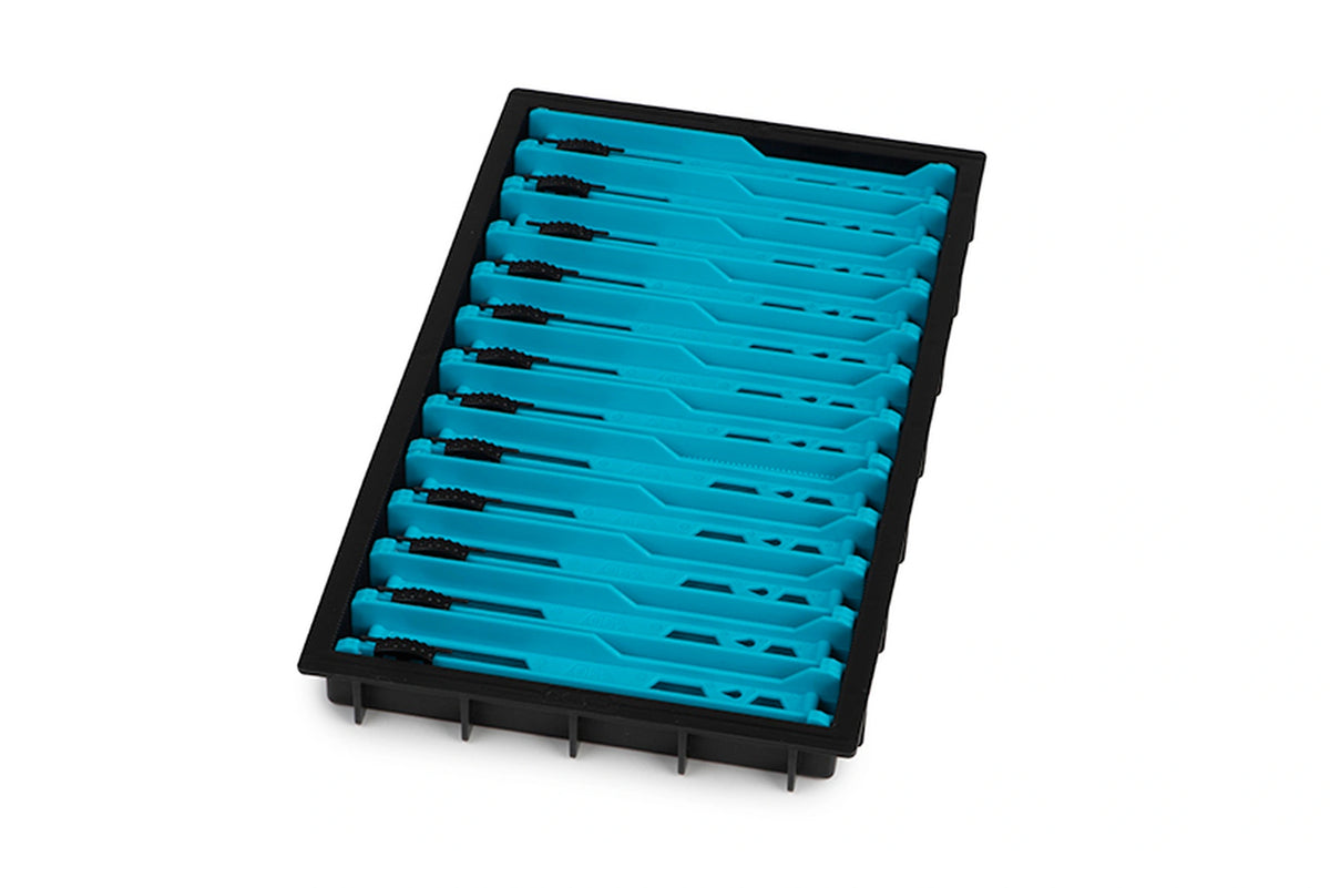 Matrix Shallow Drawer Unit with Winders – losse smalle zwarte inzet met twaalf blauwe tuigenplankjes en zwarte lijnclips
